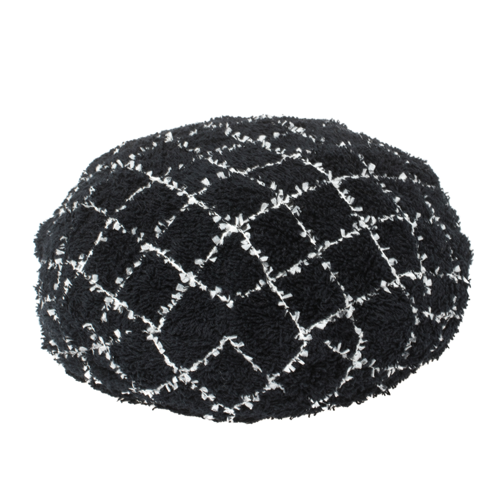 

Chanel Monochrome Tweed Beret Hat, Black
