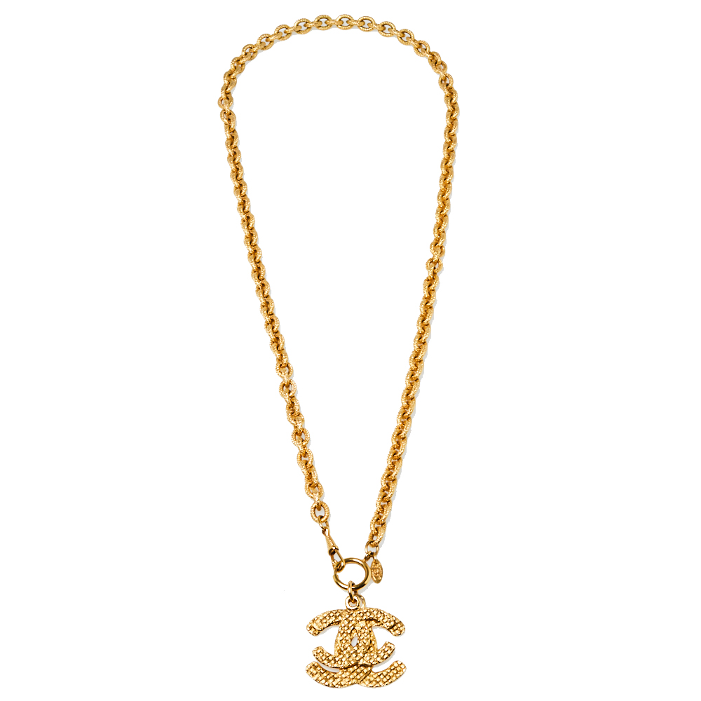 

Chanel Vintage Gold Tone Double CC Pendant Necklace
