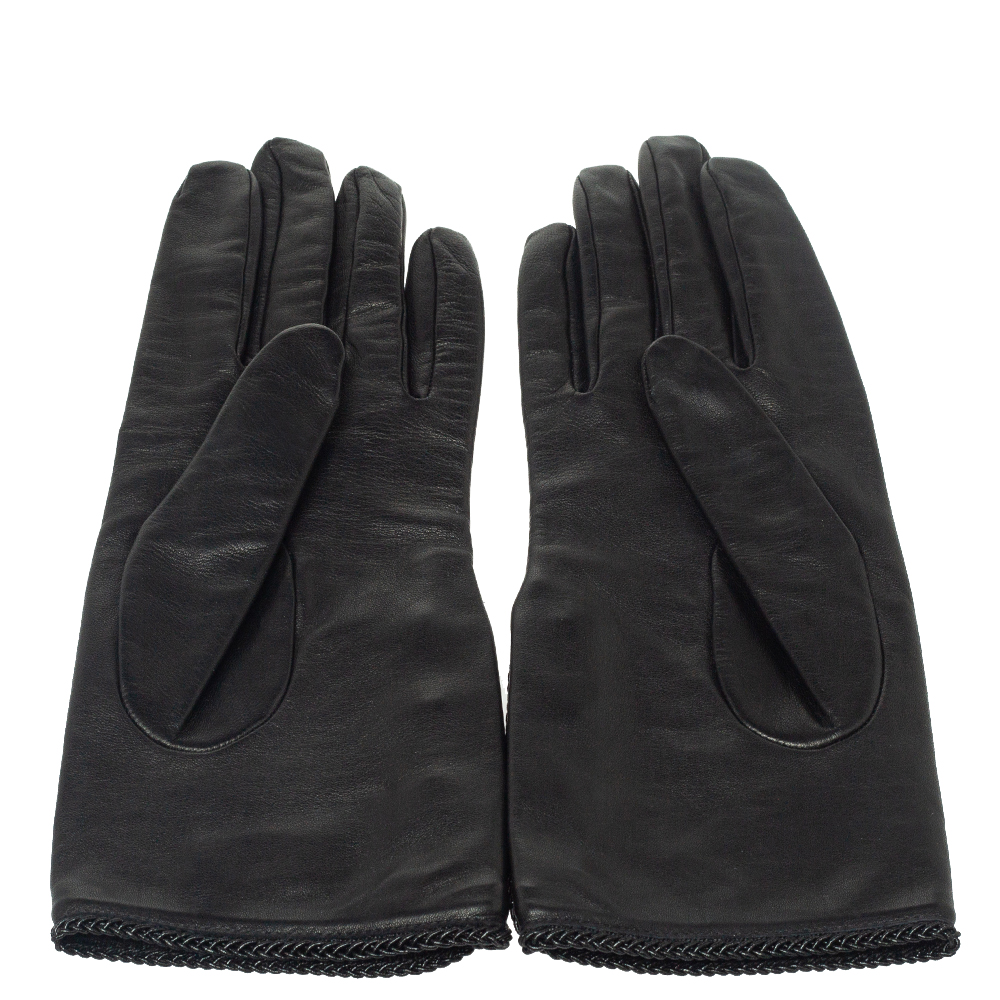 

Chanel Black Leather Gloves Size