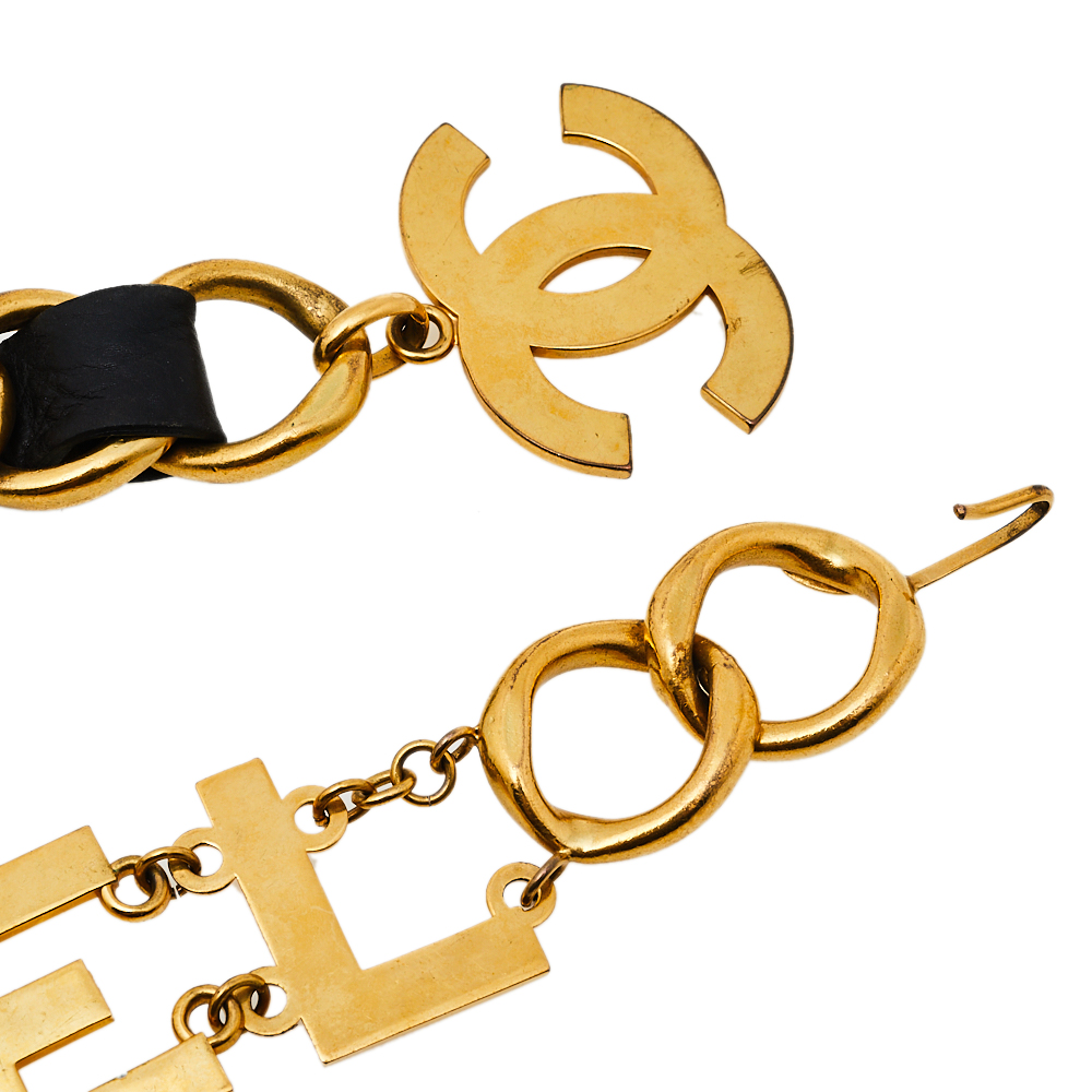 

Chanel Vintage Coco Chanel Leather Link Waist Belt, Gold