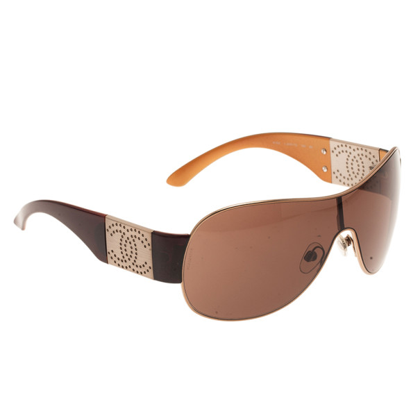 Chanel Gold and Black 4154 Shield Sunglasses