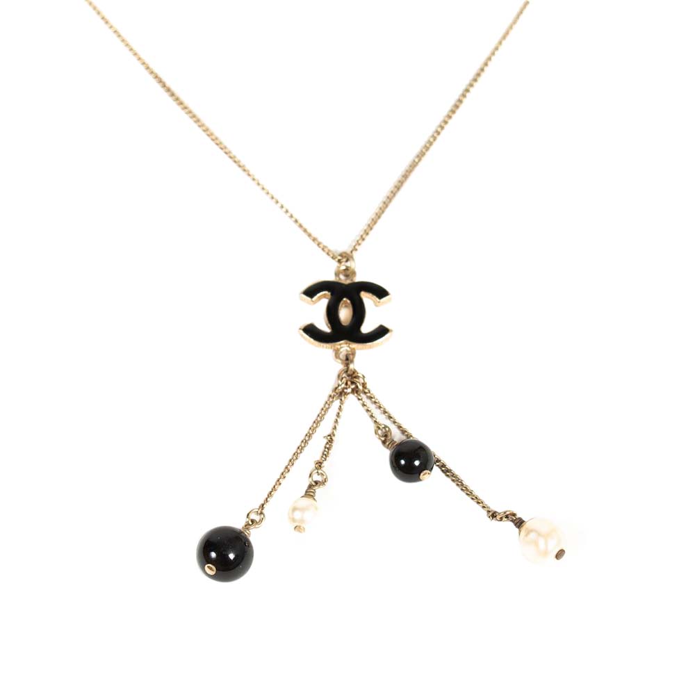 Pre-owned Chanel Faux Pearl Cc Necklace