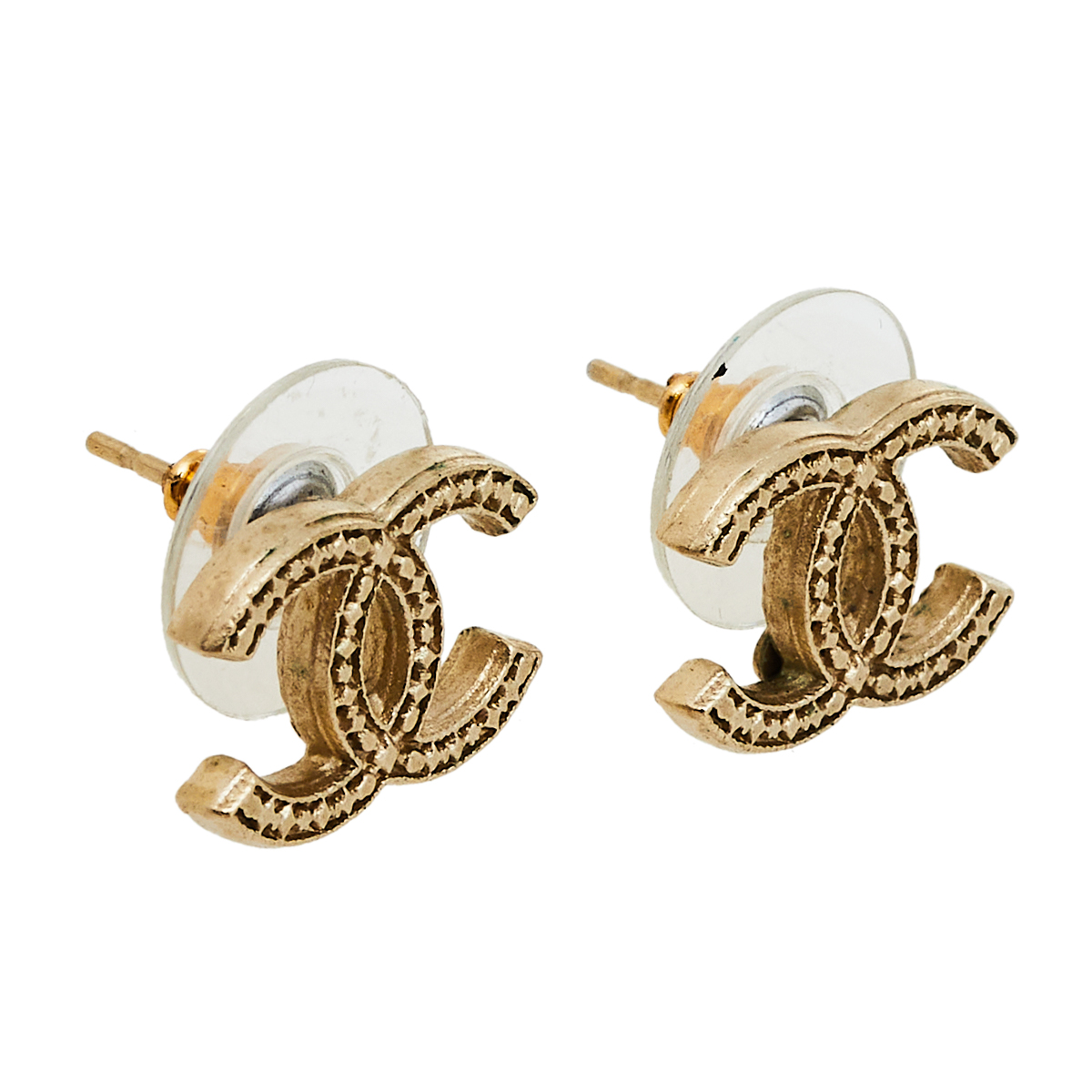 

Chanel Gold Tone Textured CC Stud Earrings
