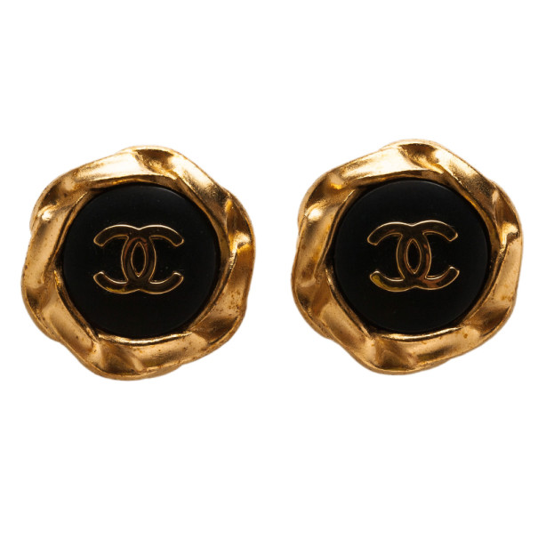 مملوكة مسبقًا حلق شانيل فاخر مينا CC باللون الذهبي كليب