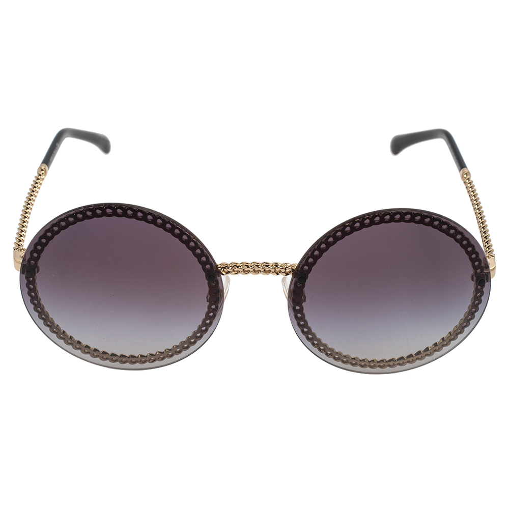 

Chanel Gold/Grey 4245 Pearl Chain Round Sunglasses