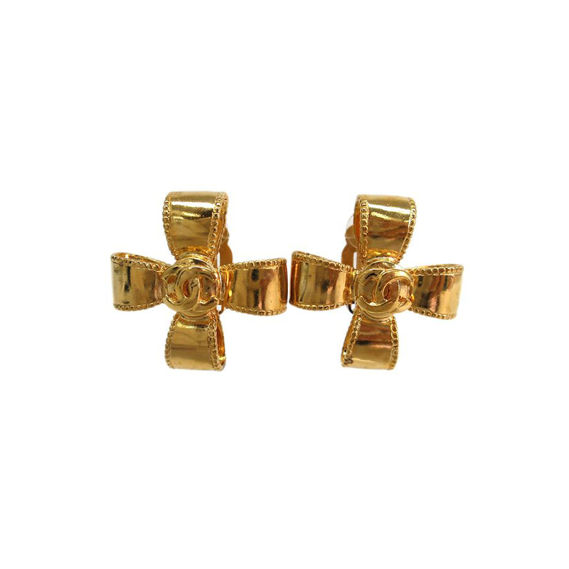 Chanel Cc Cross Gold Tone Clip On Earrings Chanel Tlc