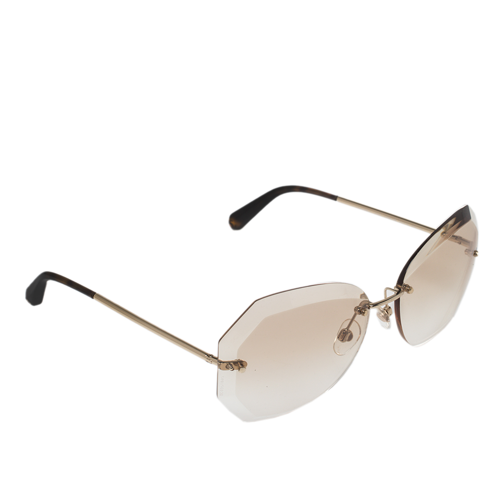 Pre-owned Chanel Gold/beige 4220 Spring Round Gradient Sunglasses