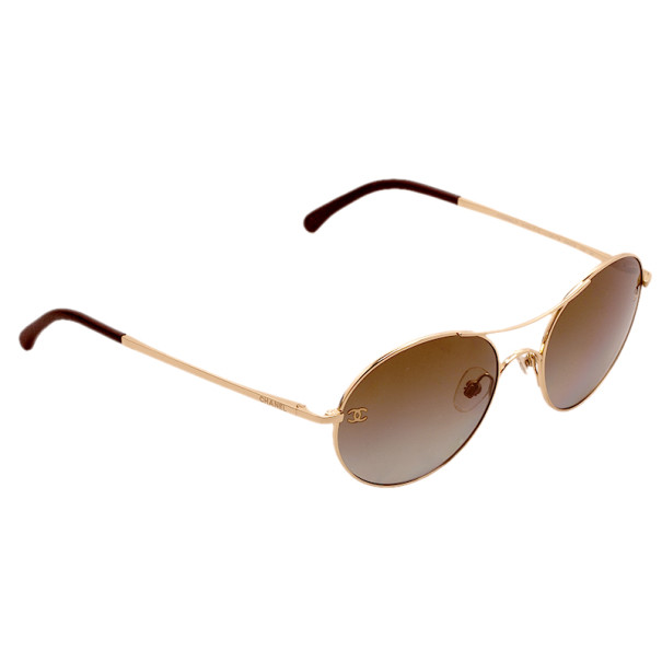 Pre Owned Chanel 4190 Gold Round Aviators
