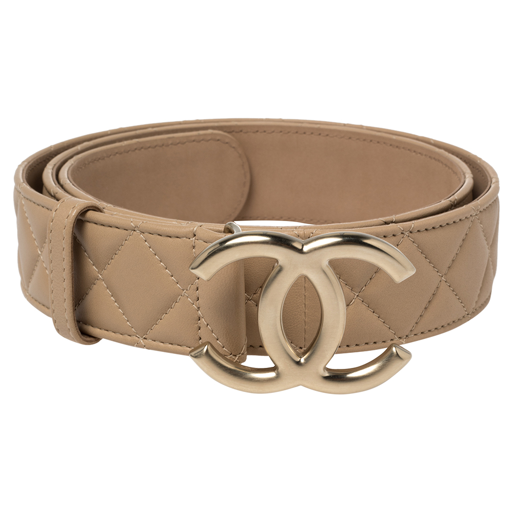 

Chanel Beige Quilted Leather CC Buckle Belt