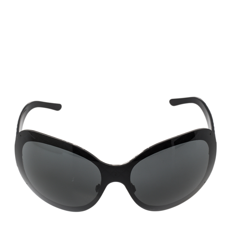 

Chanel Black Quilted Acetate 4165 Shield Sunglasses