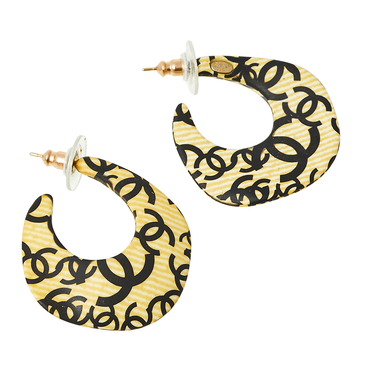 

Chanel Yellow CC Printed Resin Hoop Earrings