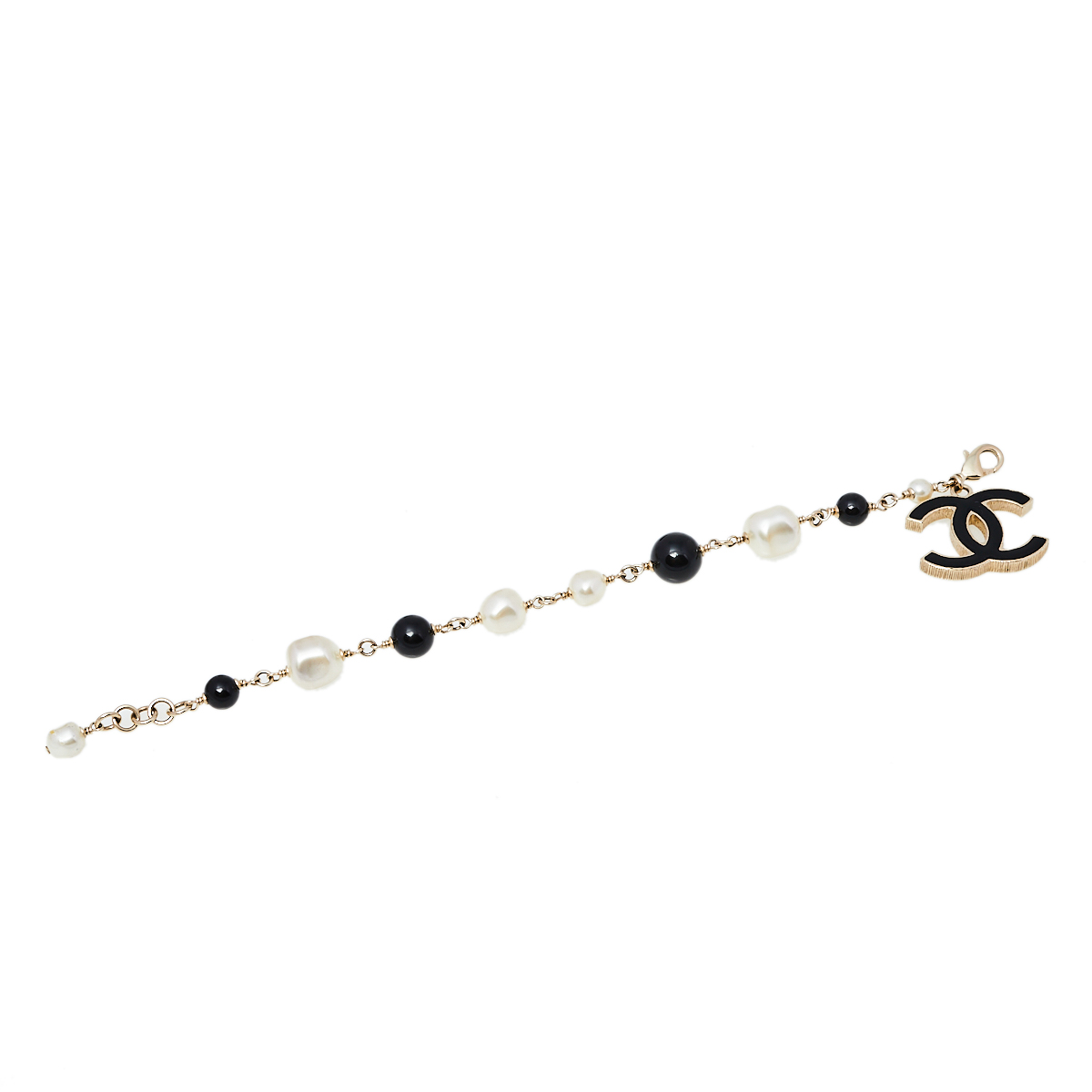 

Chanel Faux Pearl Beaded Enamel CC Charm Bracelet, Black