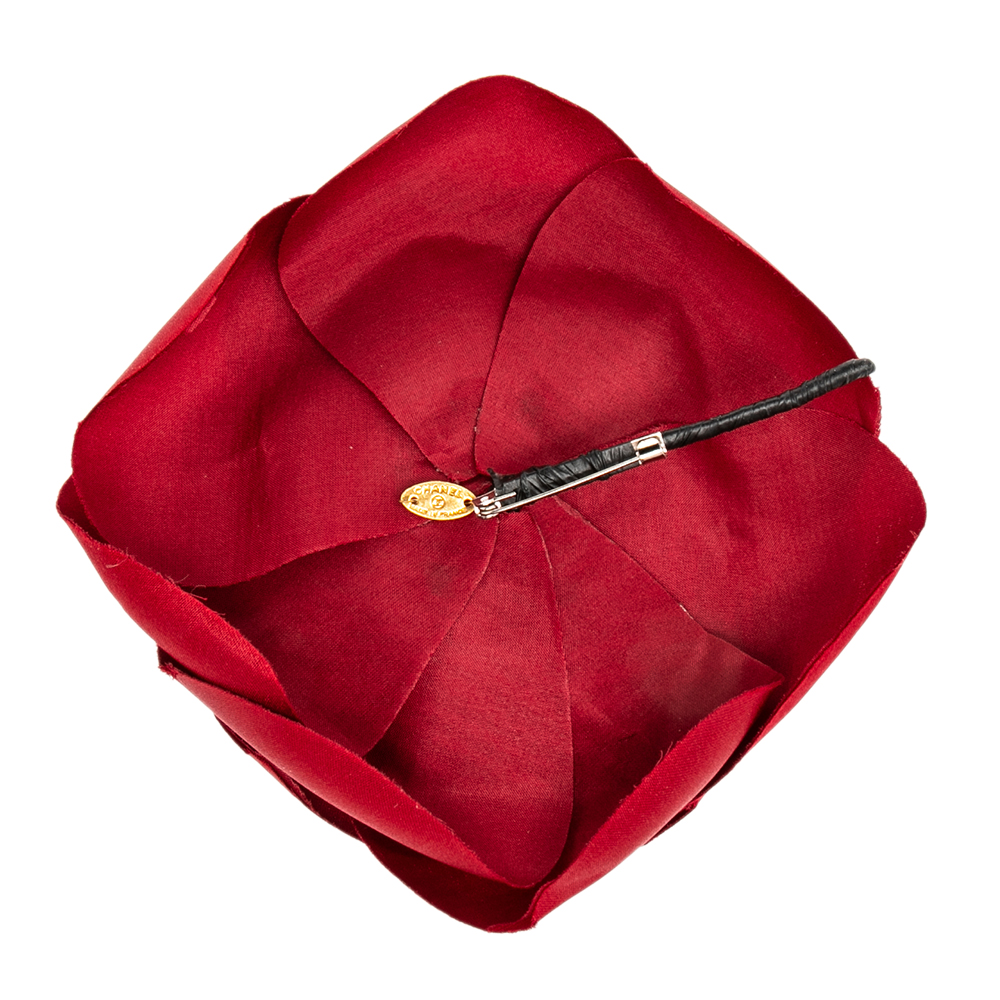 

Chanel Vintage Red Silk Camellia Pin Brooch