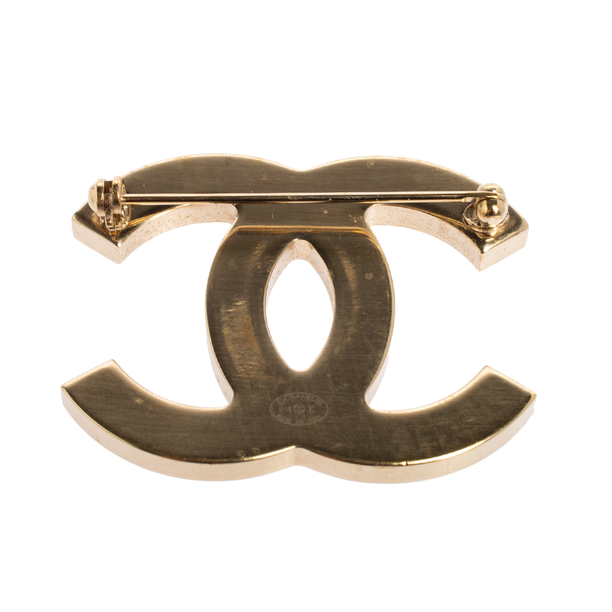 

Chanel CC Iridescent Leather Gold Tone Pin Brooch, Multicolor