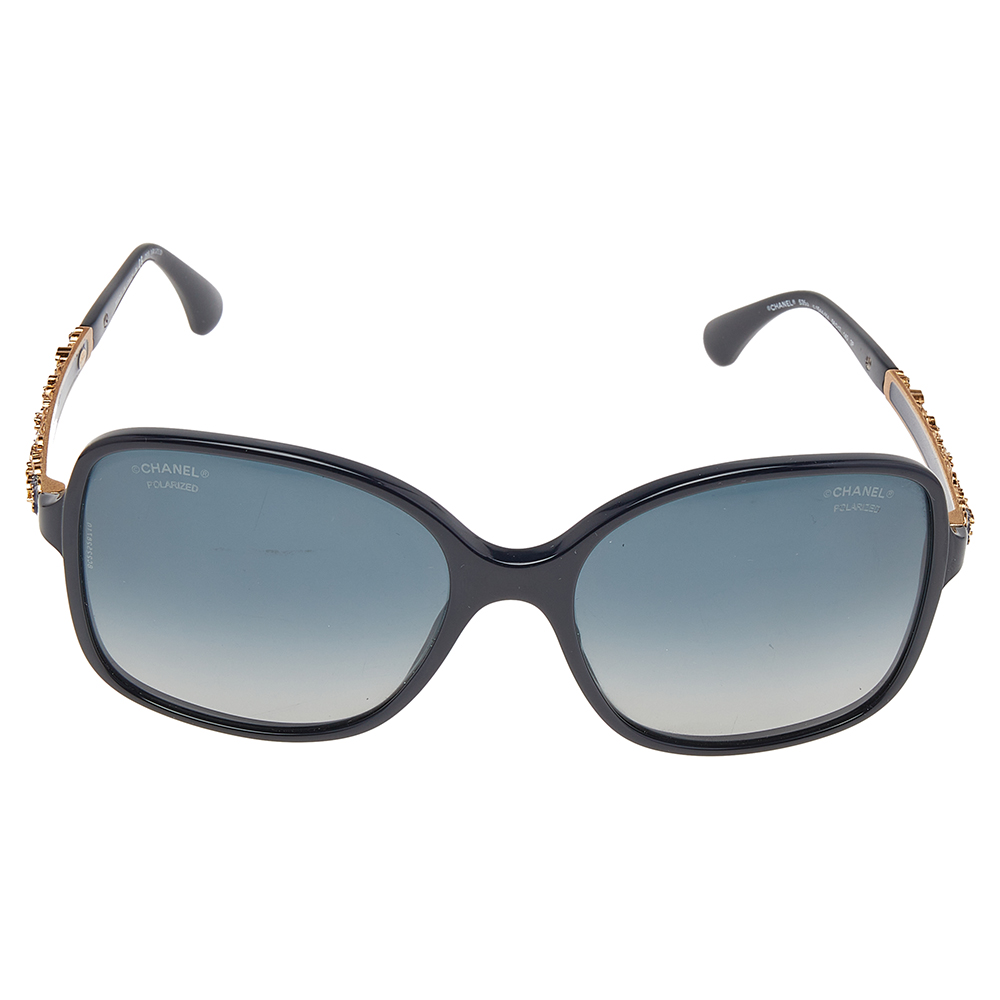 

Chanel Navy Blue/Blue Gradient 5355 Polarised Bijou Rectangle Sunglasses