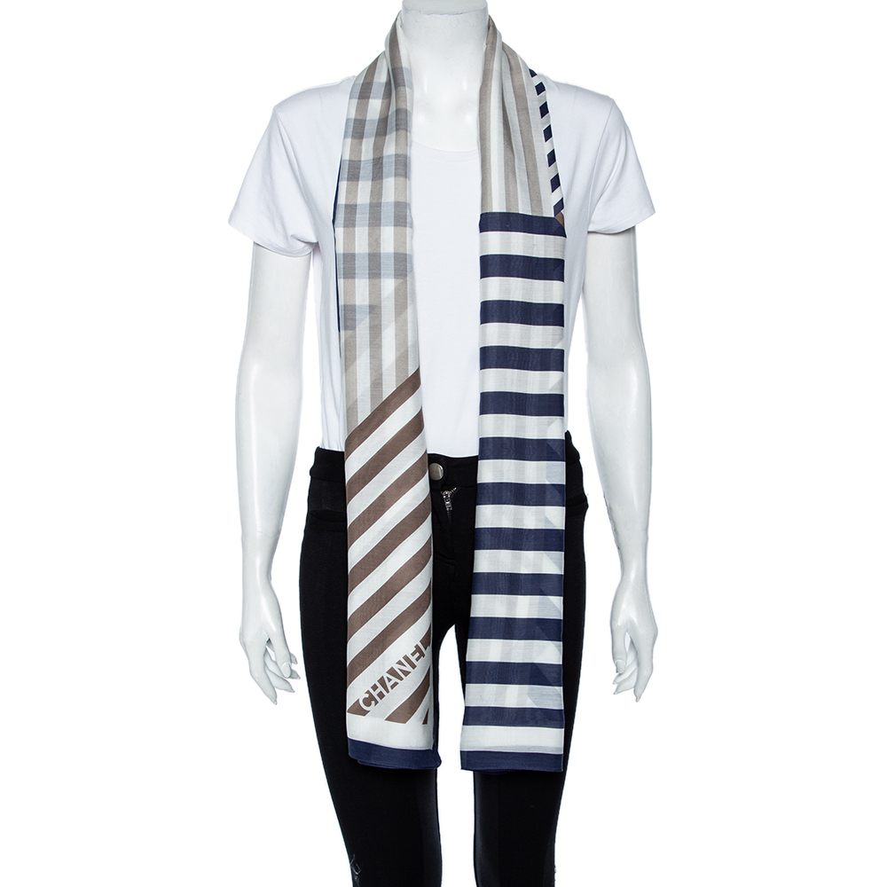

Chanel Multicolored Striped Cotton Scarf, Multicolor