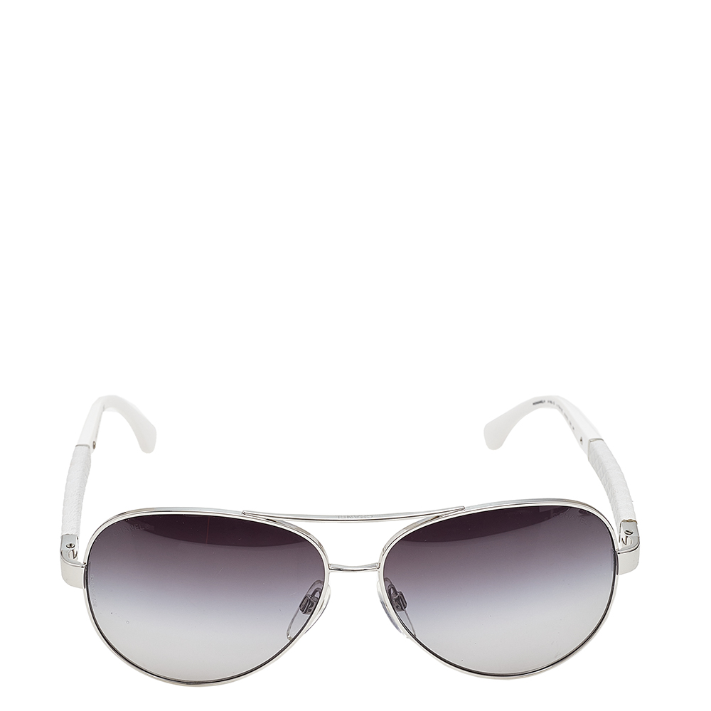 

Chanel Silver & White /Grey Gradient 4195-Q Aviator Sunglasses