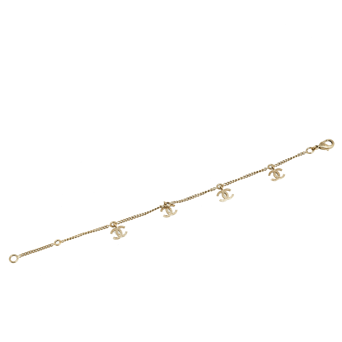 

Chanel Gold Tone CC Logo Charm Bracelet