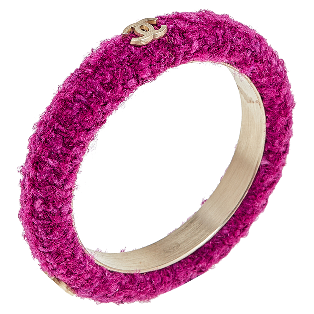 

Chanel Purple Tweed Gold Tone Bangle Bracelet