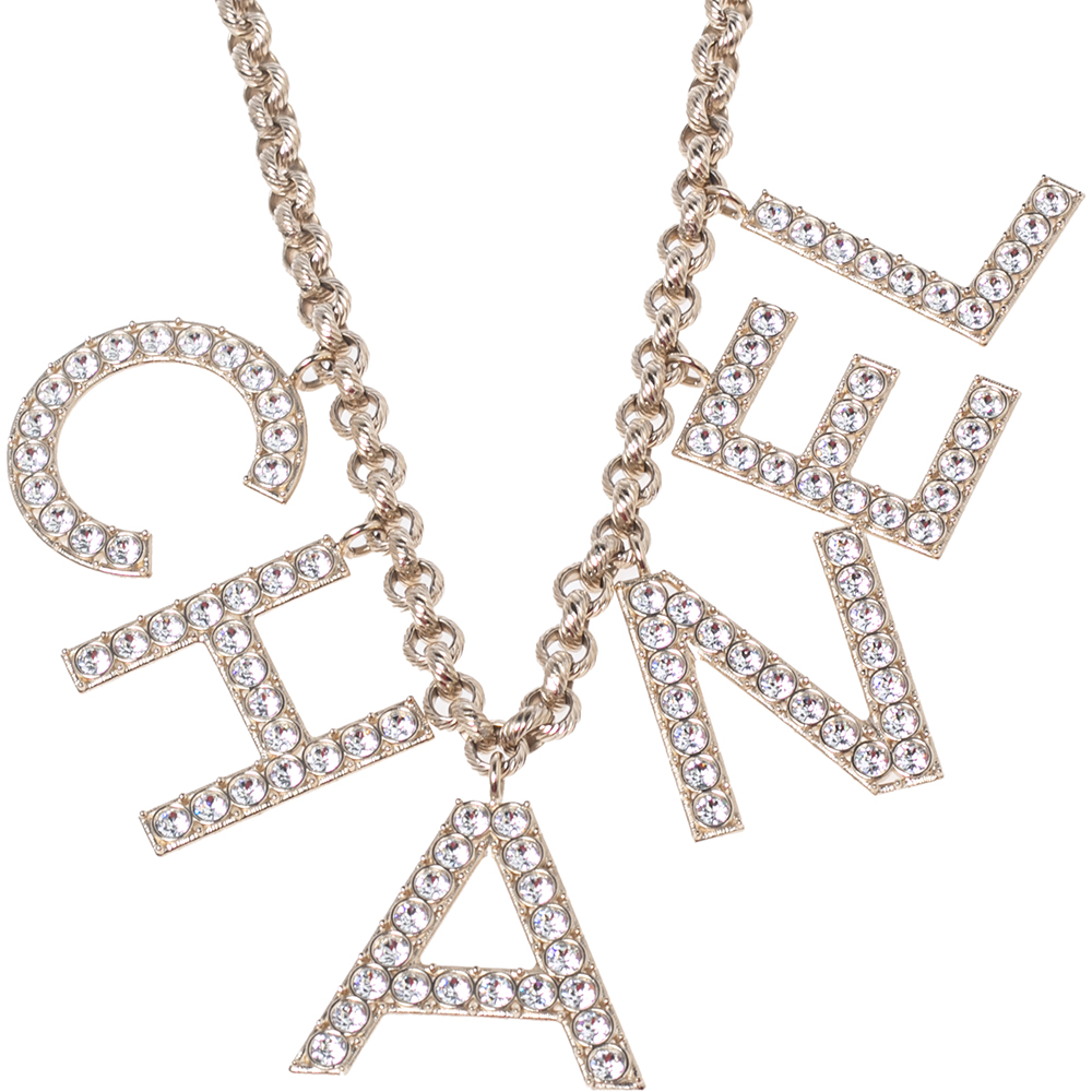 

Chanel Gold By The Sea Collection Crystal Name Necklace