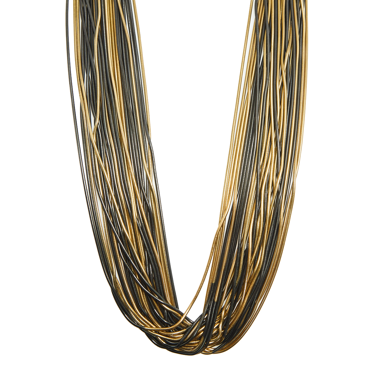 

Chanel Mixed Metallic Snake Gold Tone and Gunmetal Tone Metal Multistrand Long Necklace