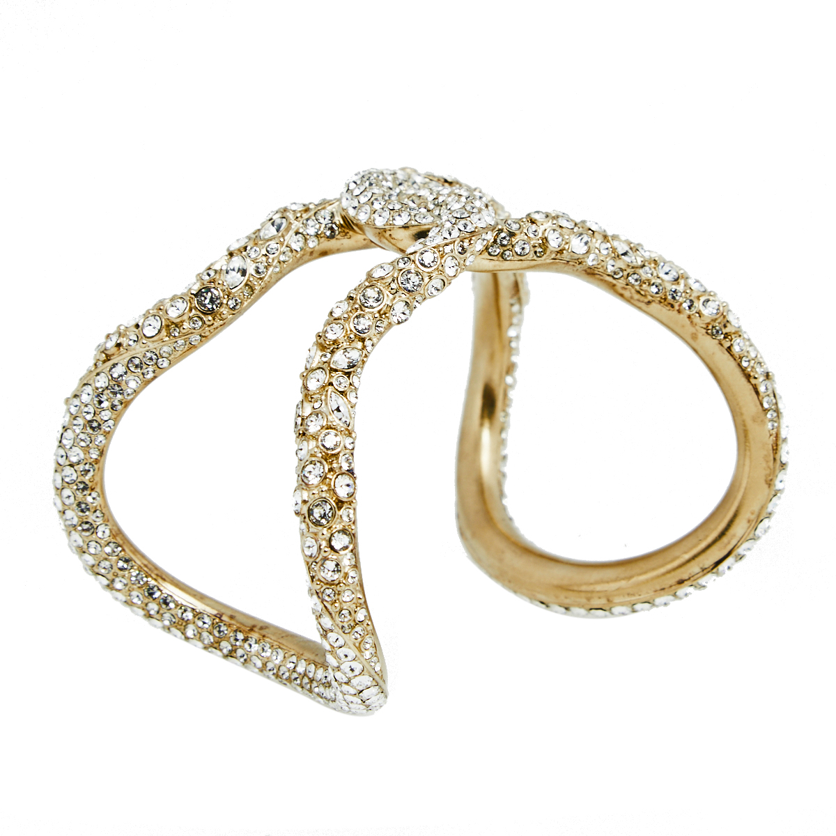 

Chanel Crystals Gold Tone Metal Cuff Bracelet