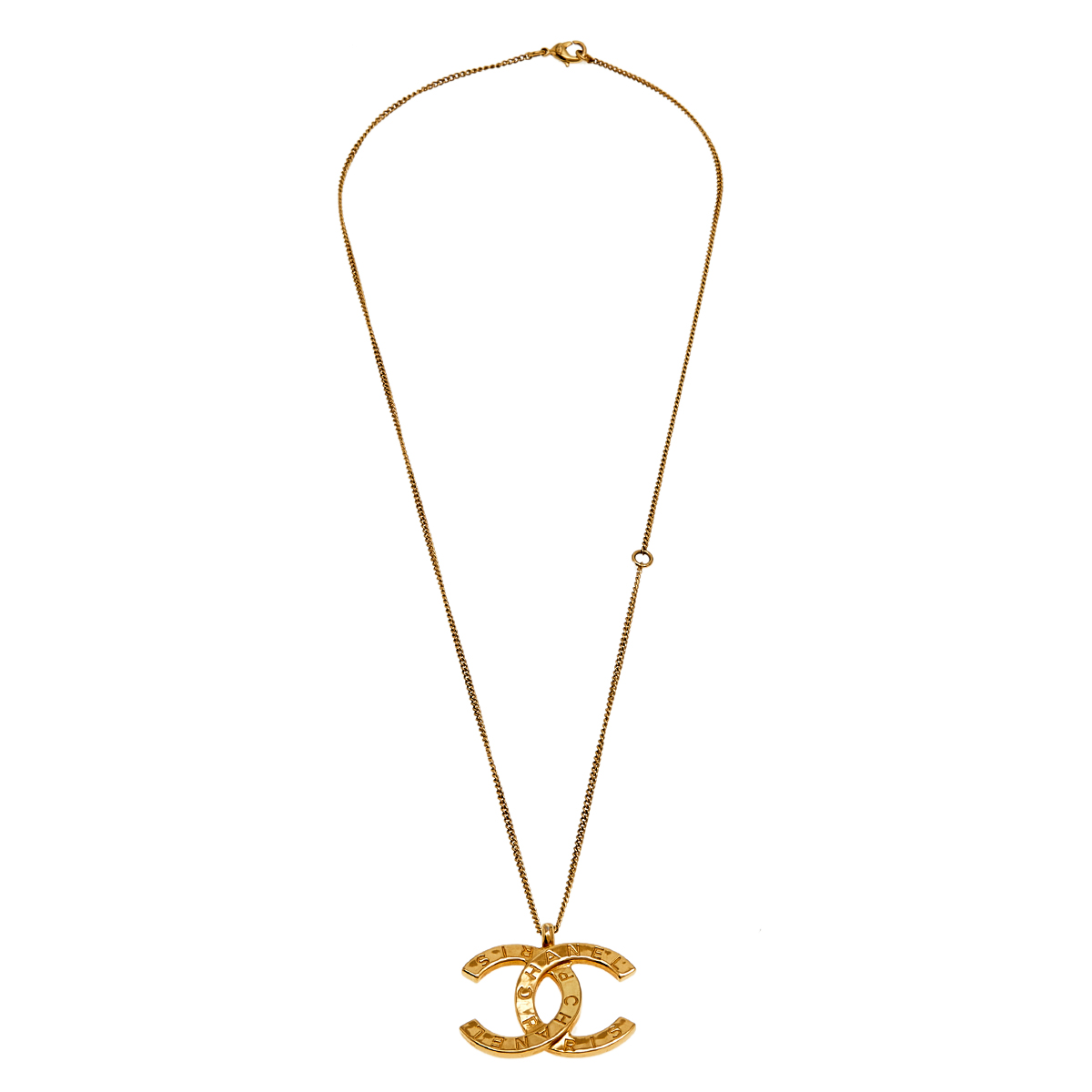 

Chanel Gold Tone CC Pendant Necklace