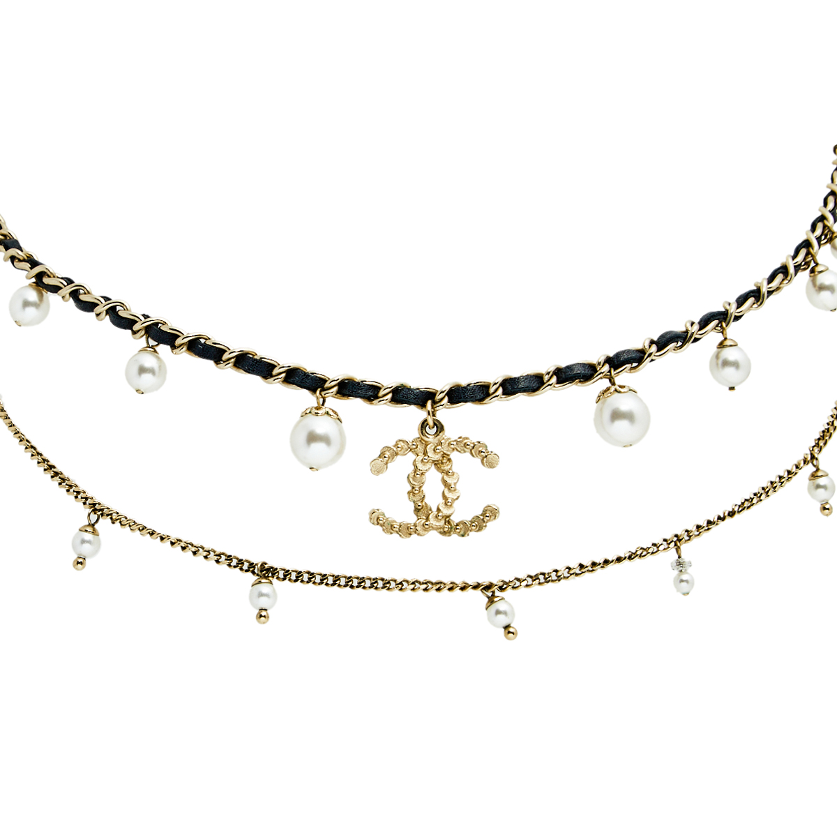 

Chanel Pale Gold Tone Multi Strand Choker Necklace