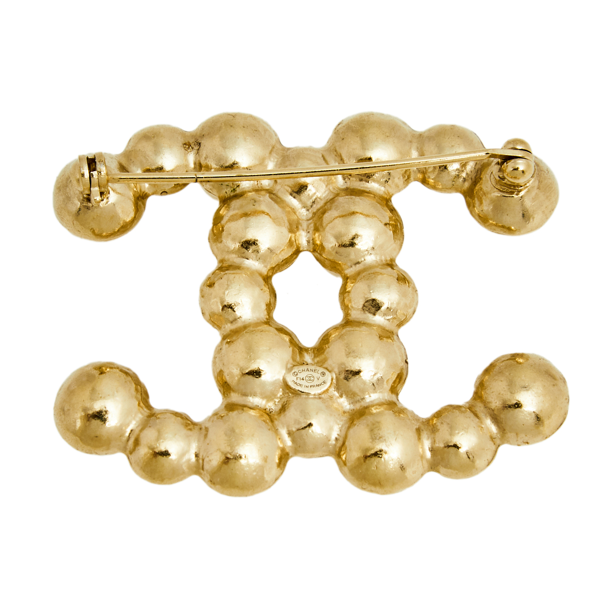 

Chanel Gold Tone Pearl CC Pin Brooch