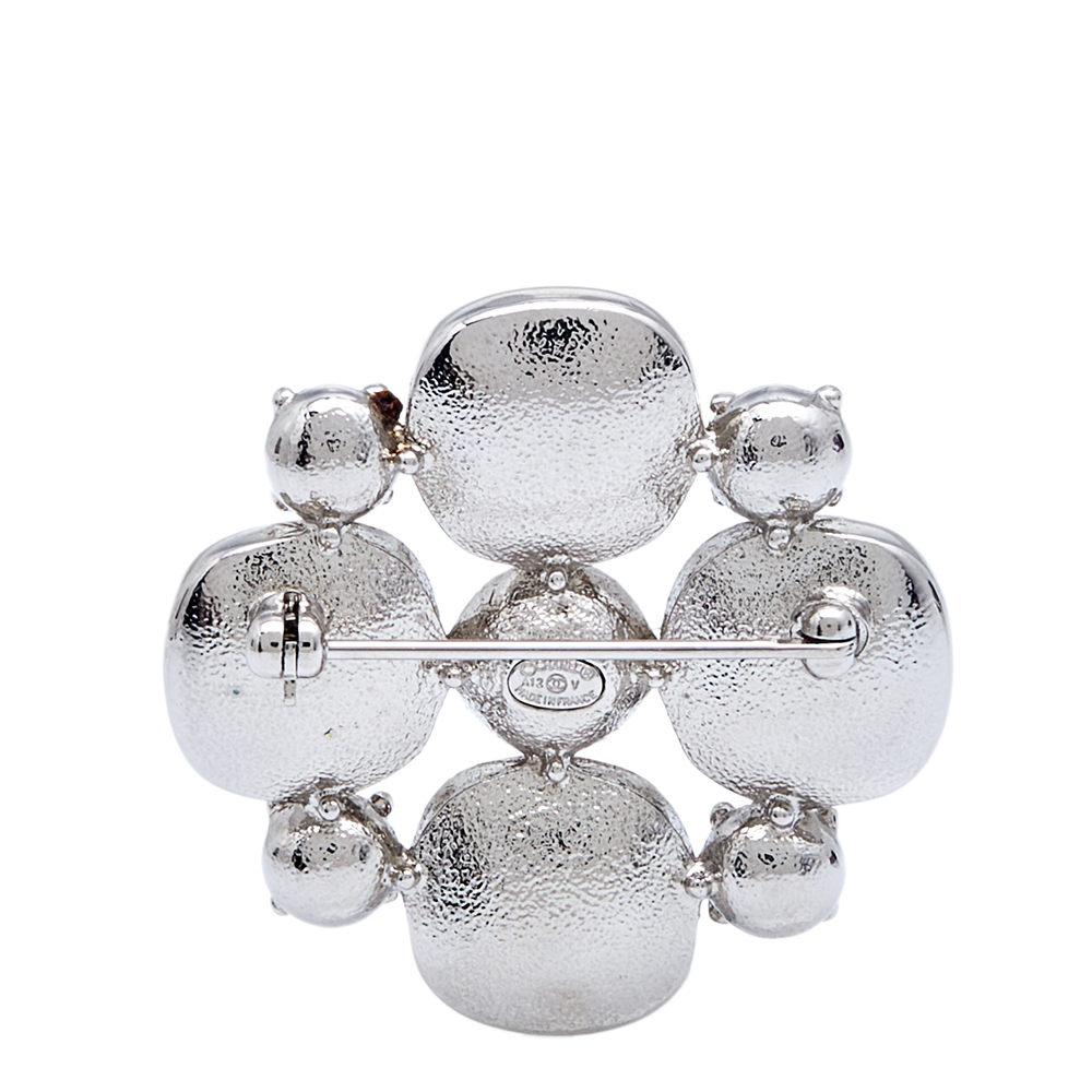 

Chanel Maltese CC Crystals Silver Tone Metal Brooch