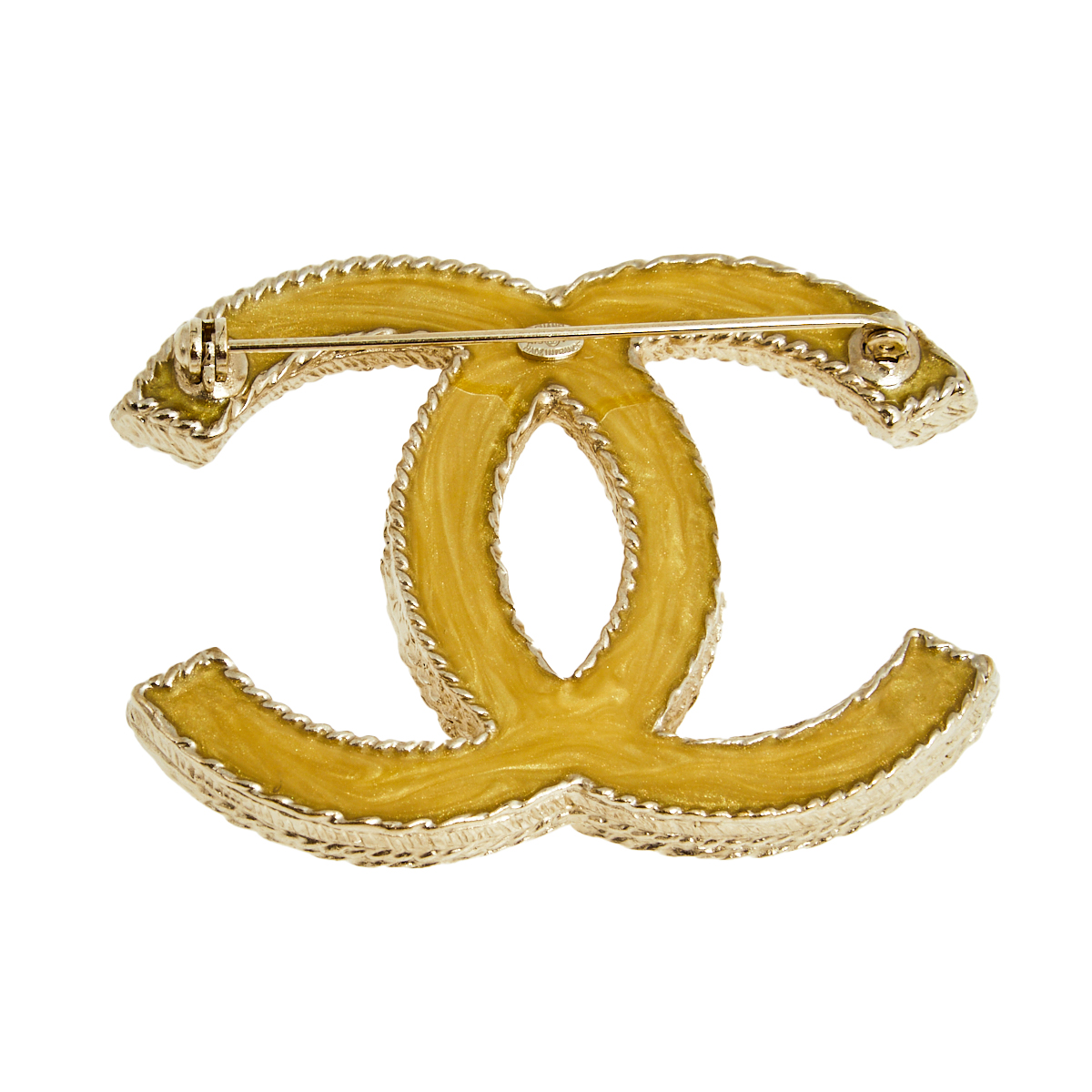 

Chanel Pale Gold Tone Crystal CC Pin Brooch