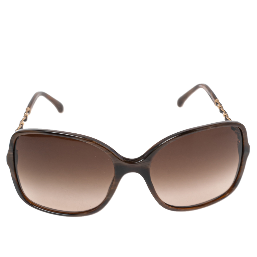 

Chanel Brown Striped/ Brown Gradient 5210-Q Square Sunglasses