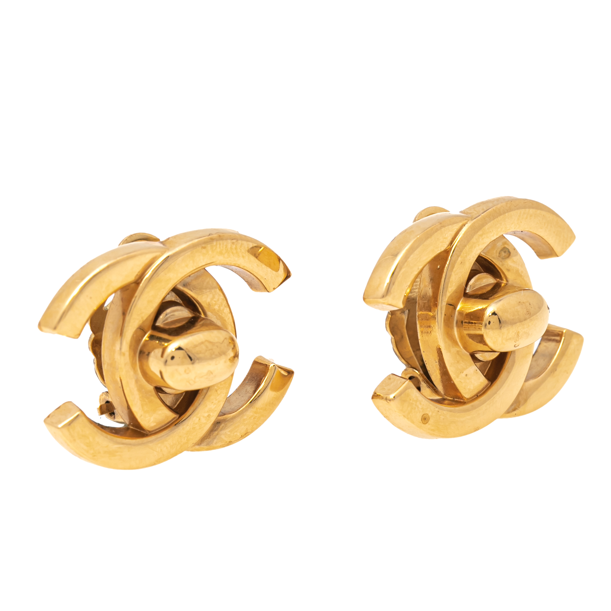 

Chanel CC Gold Tone Metal Earrings