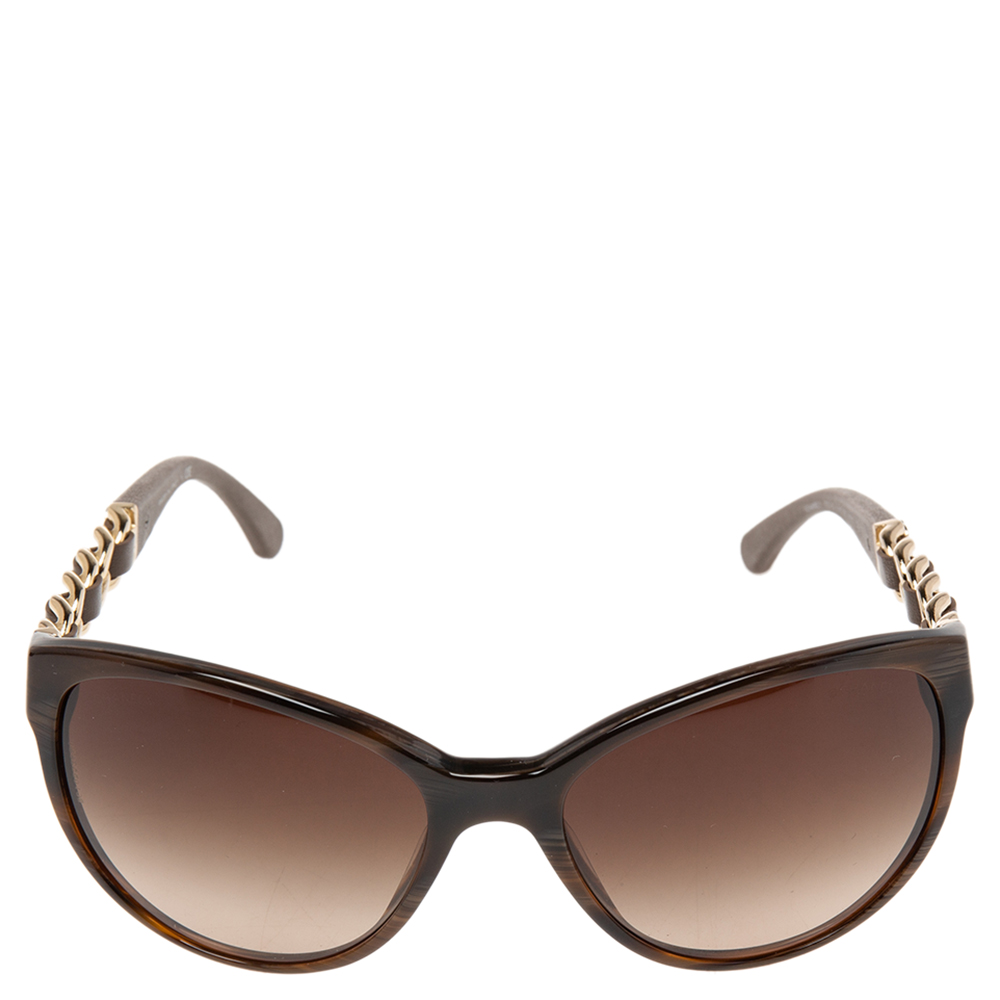 

Chanel Brown 5215Q Embellished Chain and Leather Wayfarer Sunglasses