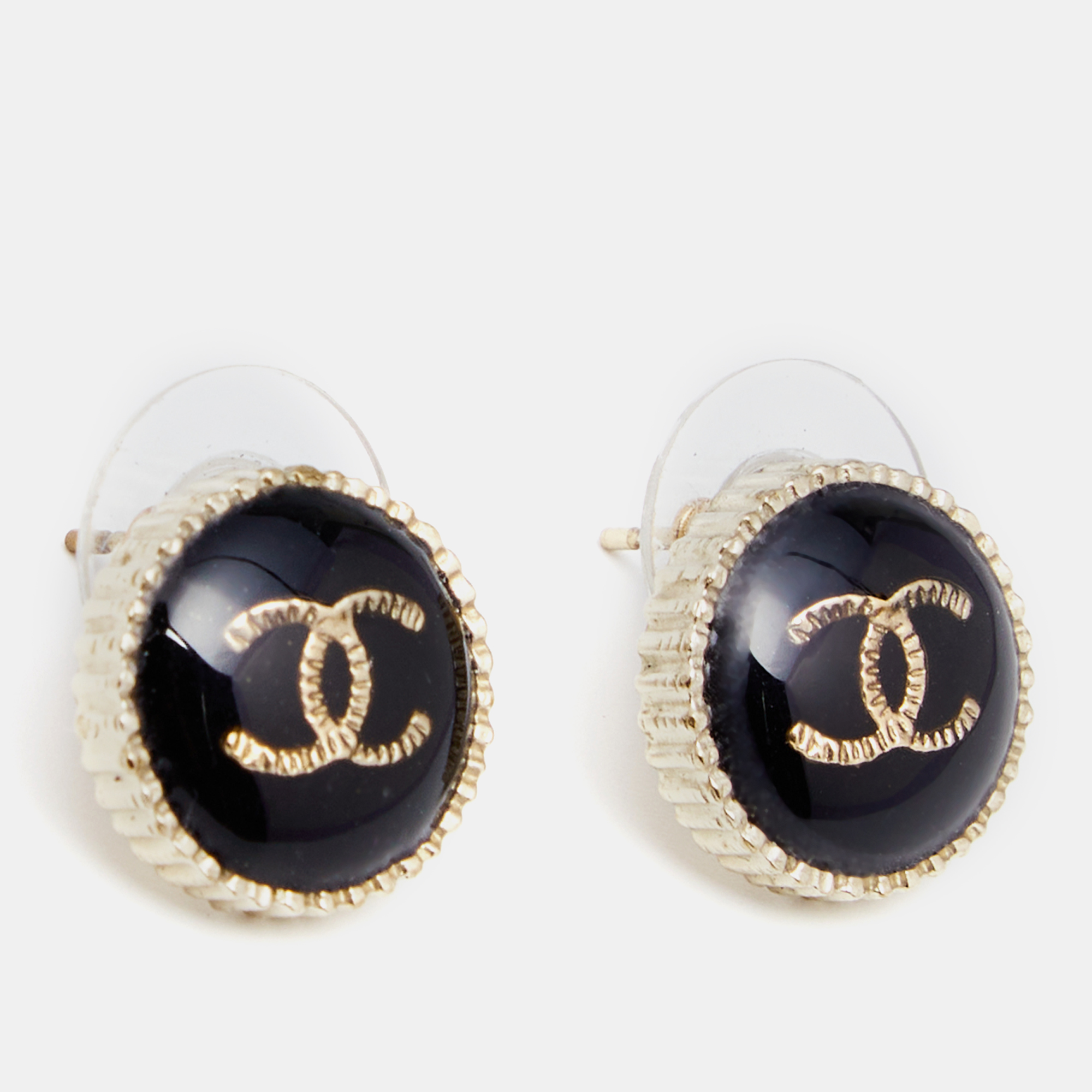 

Chanel Black & Gold Tone CC Stud Earrings