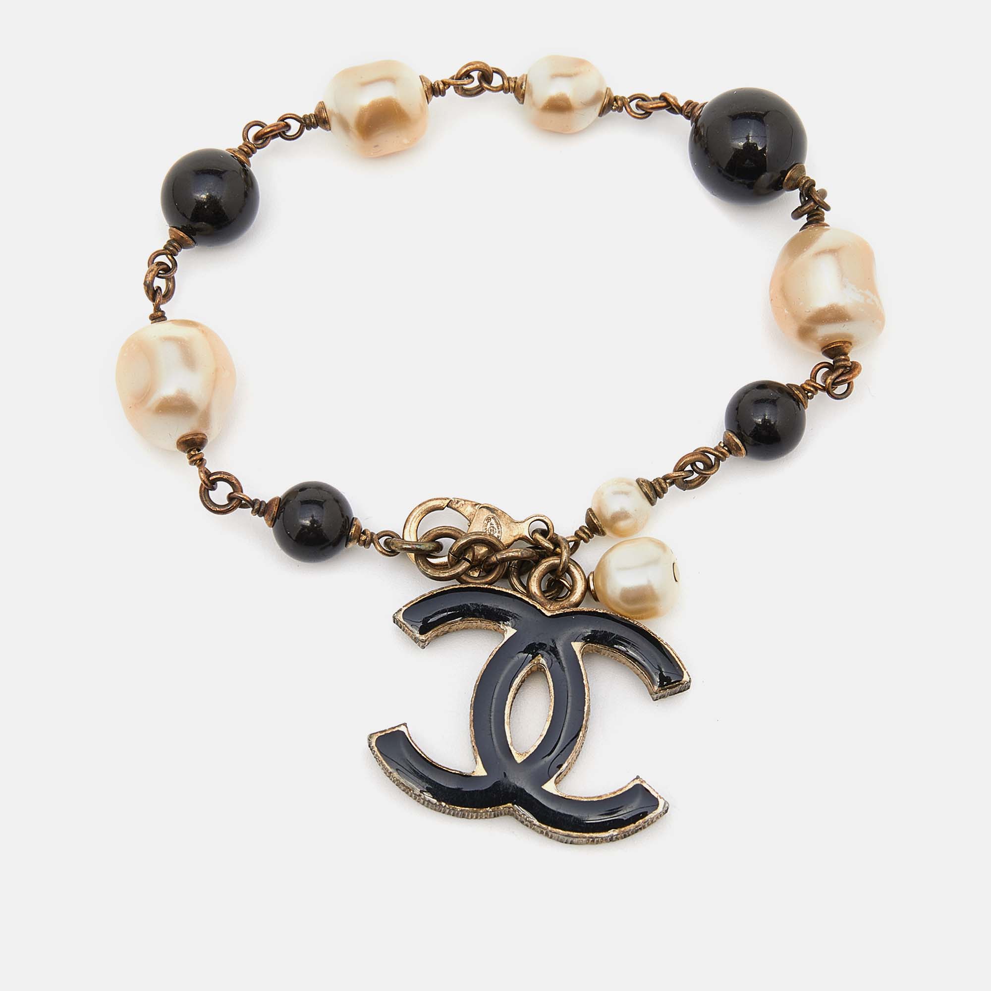 

Chanel Black & Cream Enamel CC Charm Bracelet