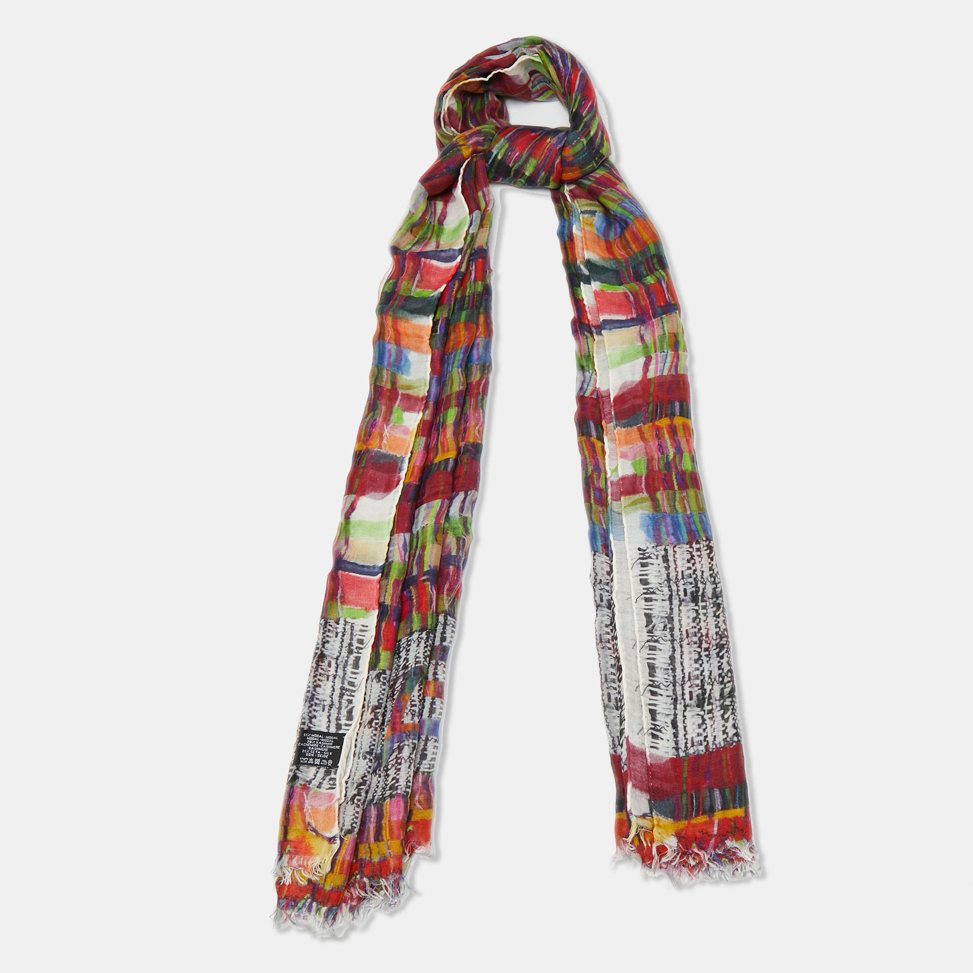 

Chanel Multicolor Printed Modal & Cashmere Fringed Scarf