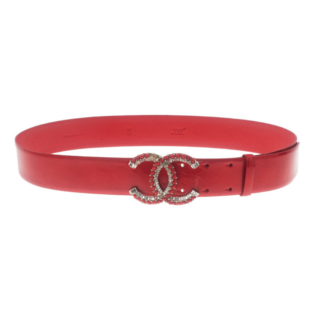 Chanel Red Patent Leather CC Logo Belt 85CM Chanel | TLC
