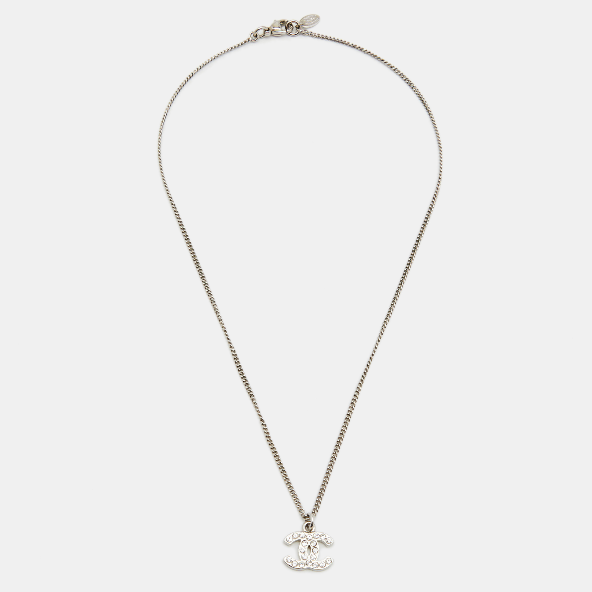 

Chanel CC Crystals Silver Tone Metal Necklace