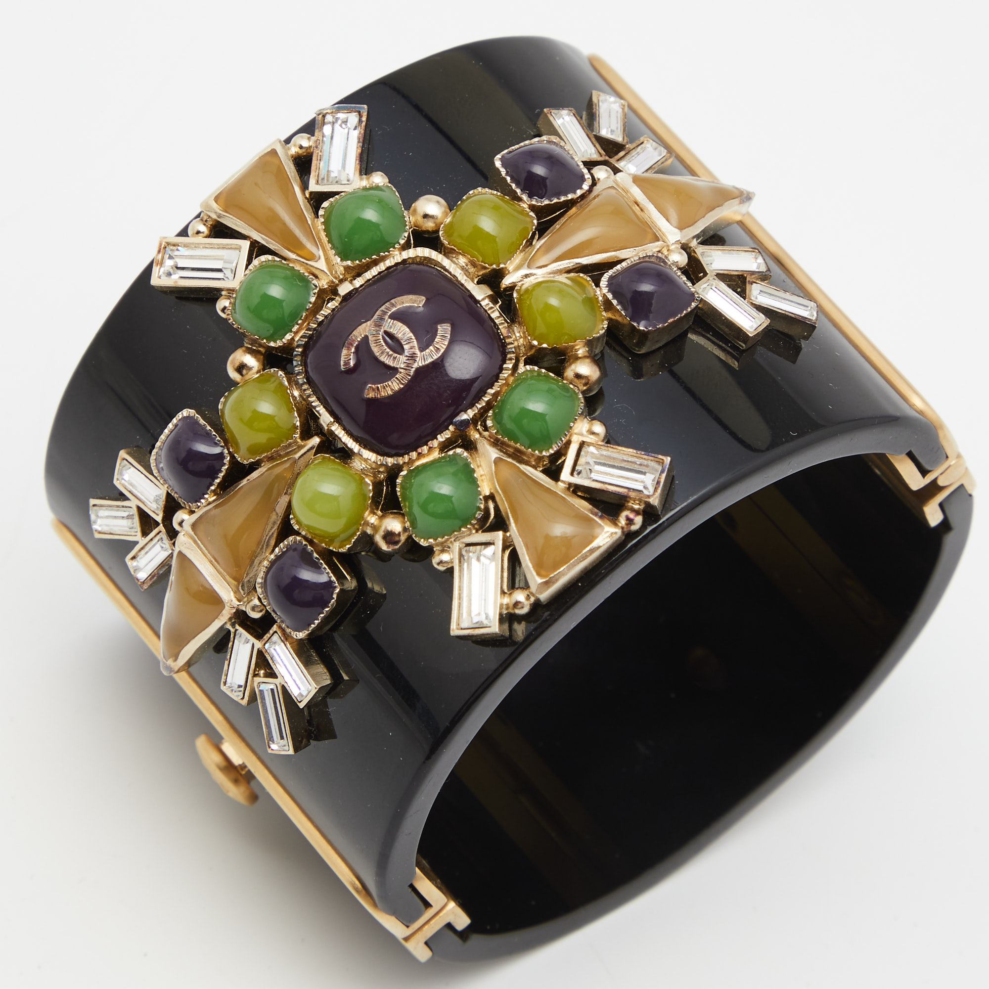 

Chanel CC Resin Crystals Gold Tone Bracelet