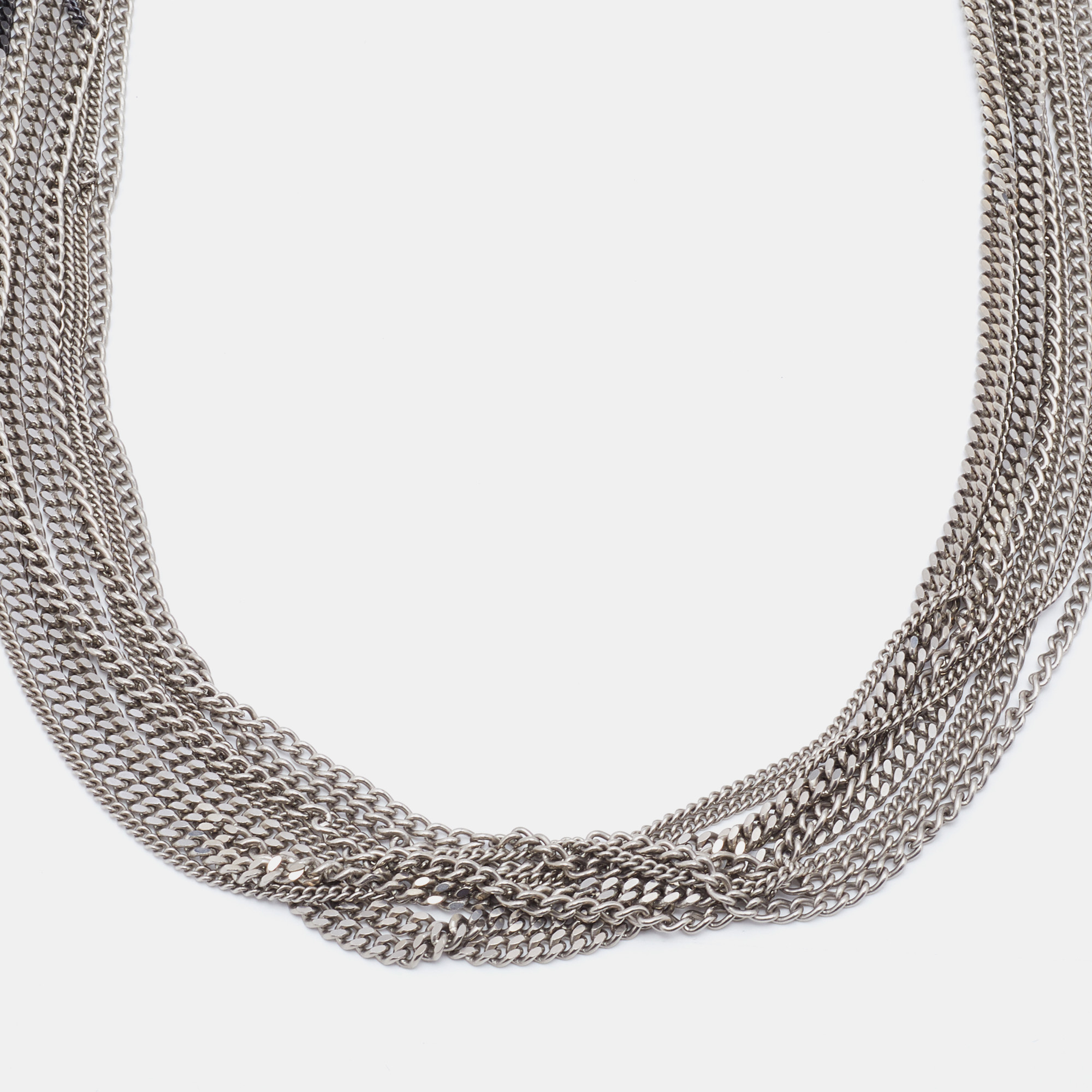 

Chanel Two-Tone Metal Chain Multi Layered Necklace, Black