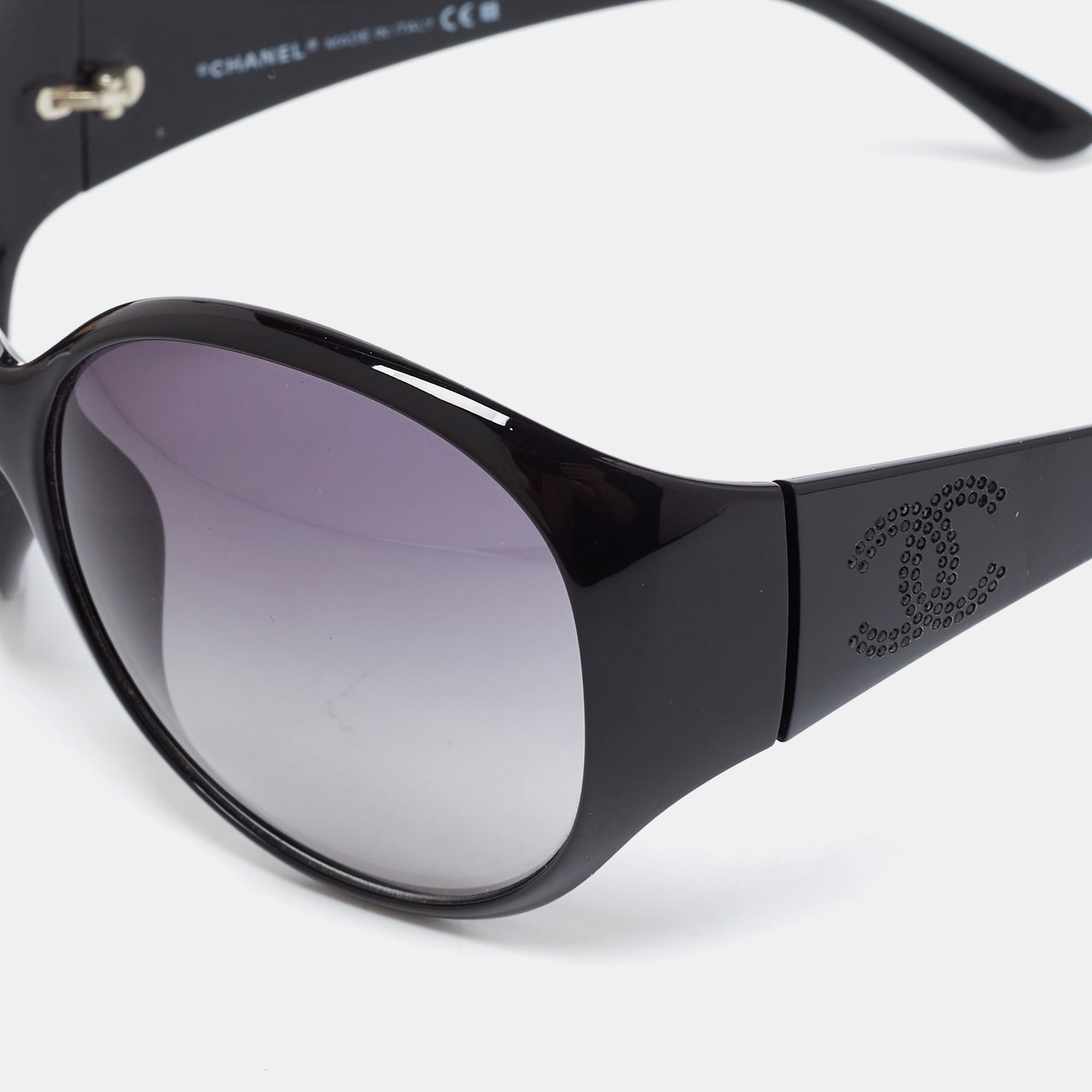 

Chanel Vintage Black/Grey Gradient 6013-B Oversized Round Sunglasses