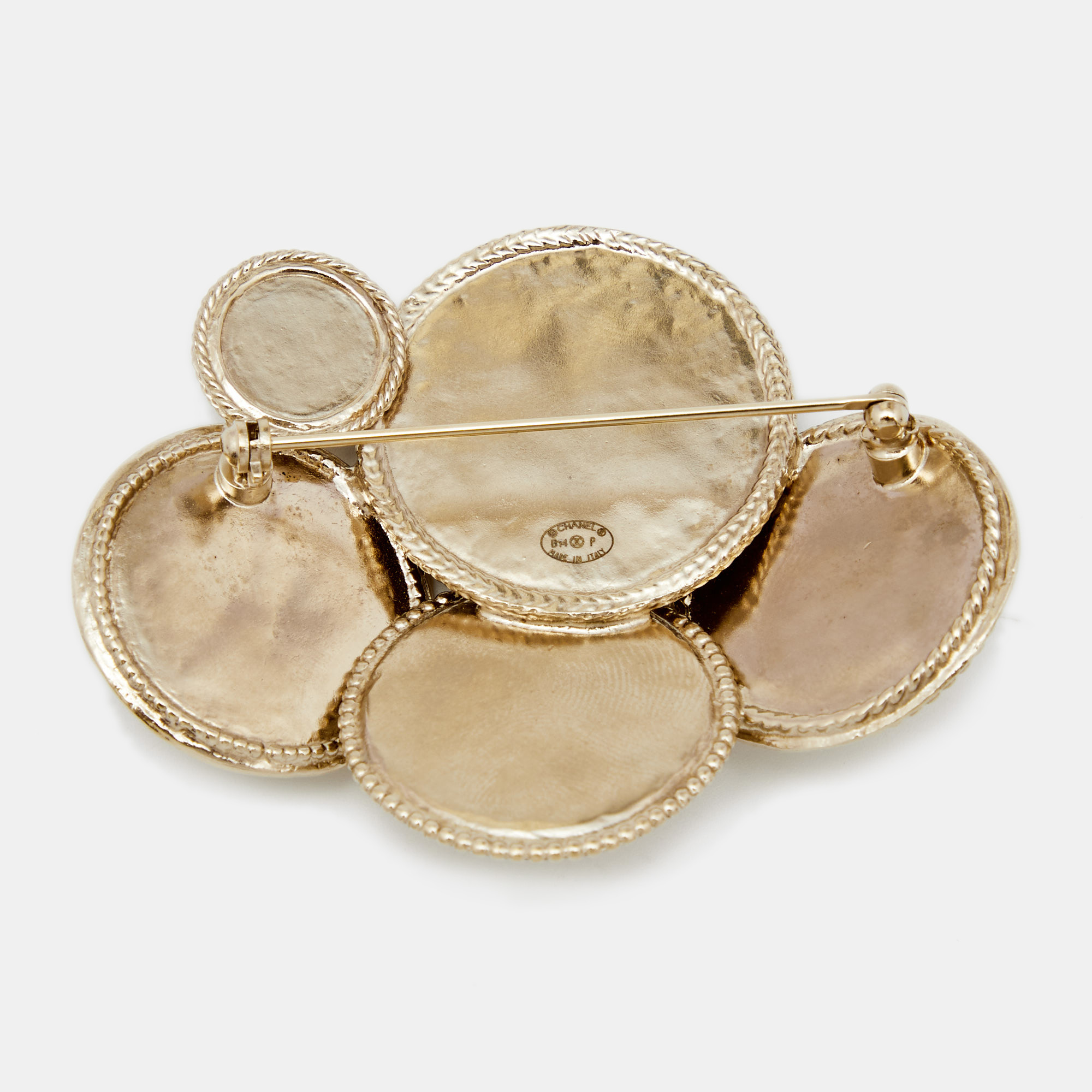 

Chanel CC Coin Gold Tone Metal Brooch