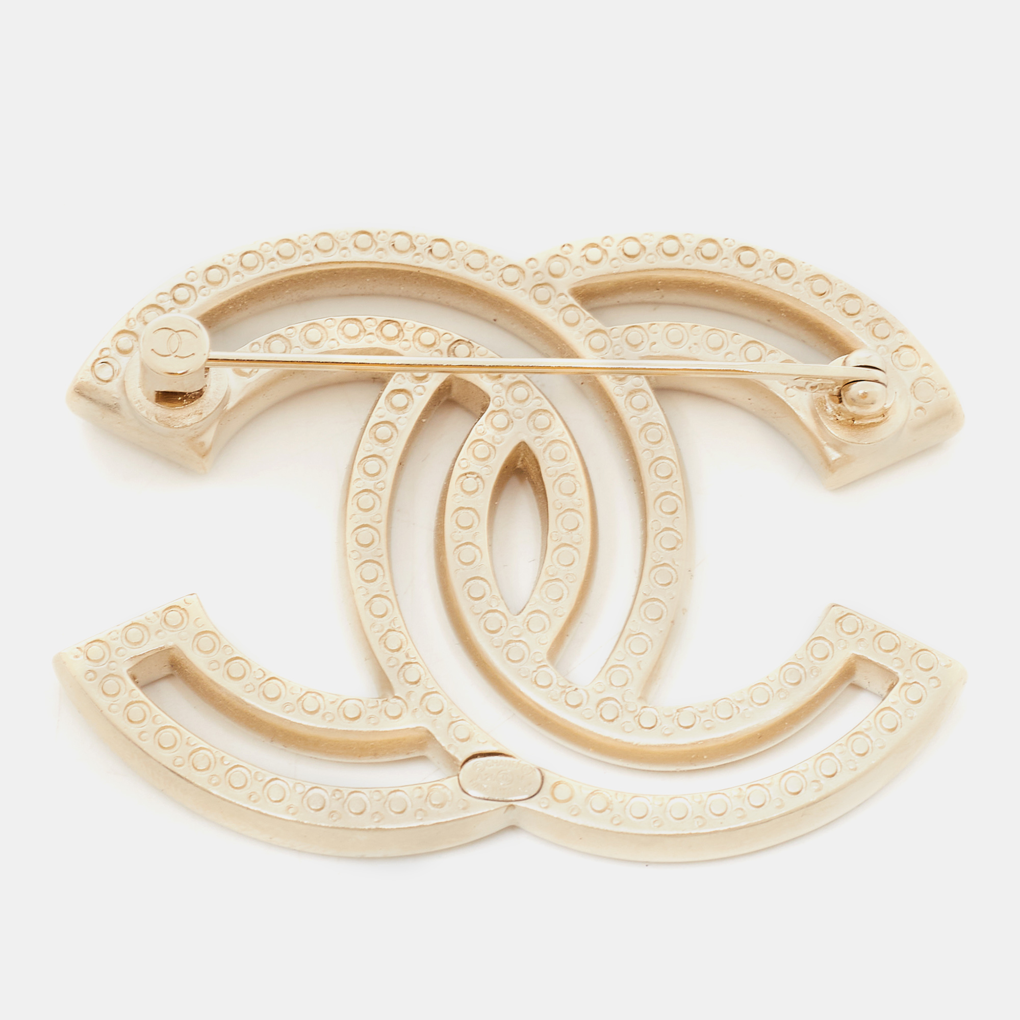 

Chanel CC Crystal Gold Tone Brooch