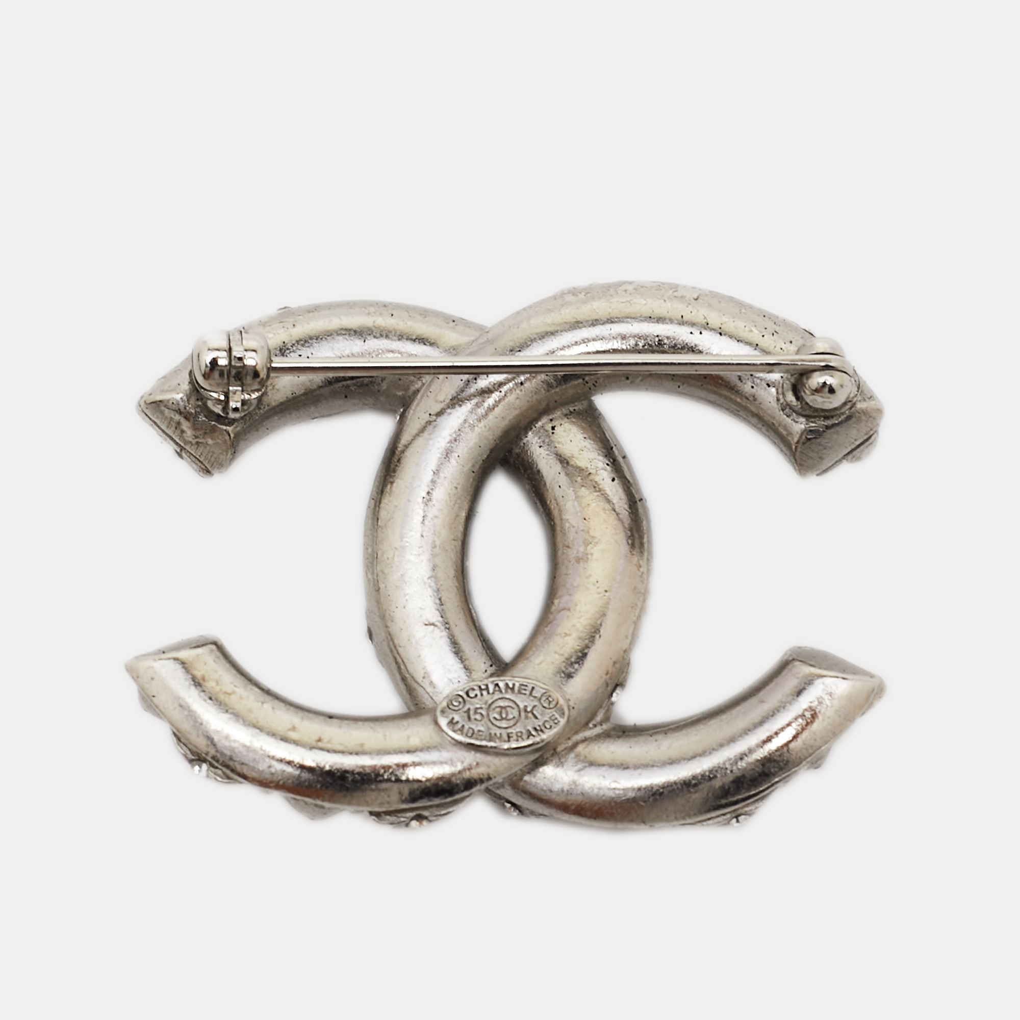 

Chanel CC Crystals Silver Tone Brooch