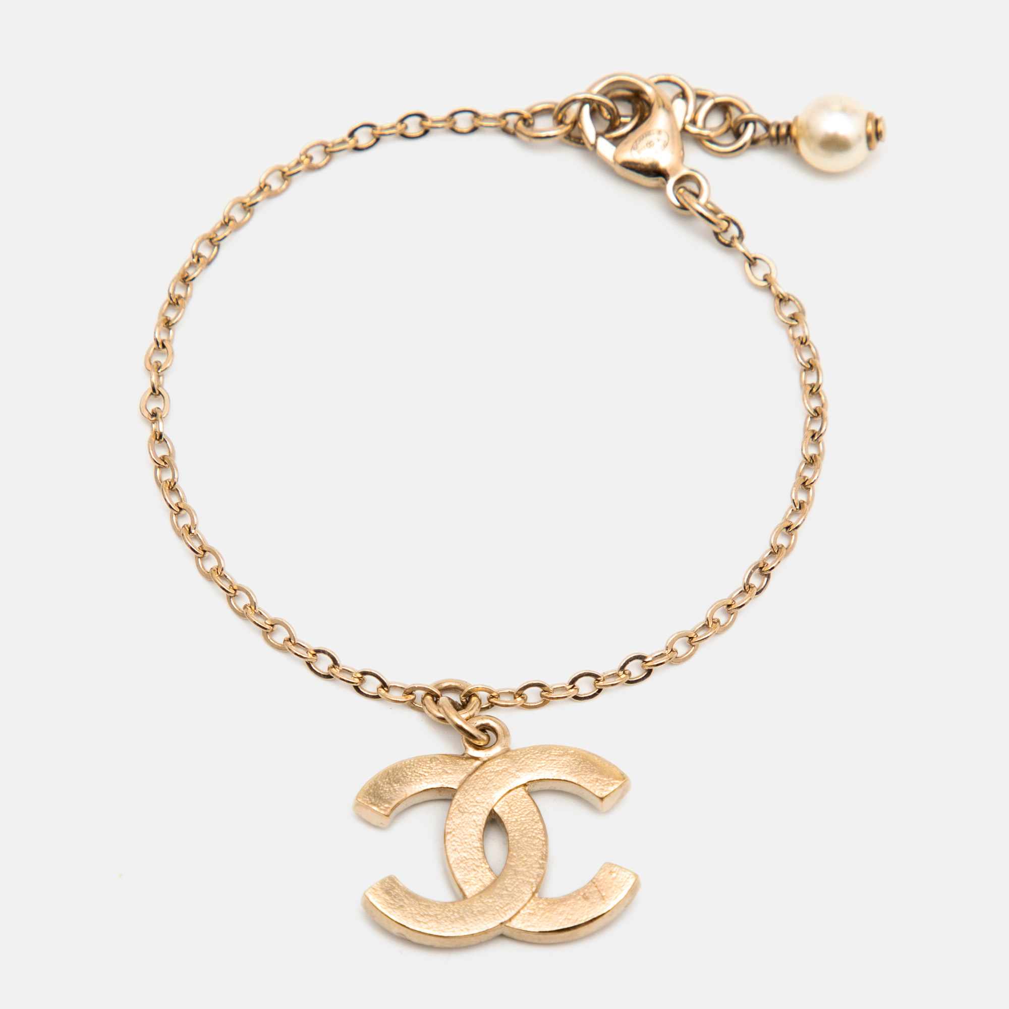 

Chanel CC Crystals Faux Pearl Gold Tone Bracelet