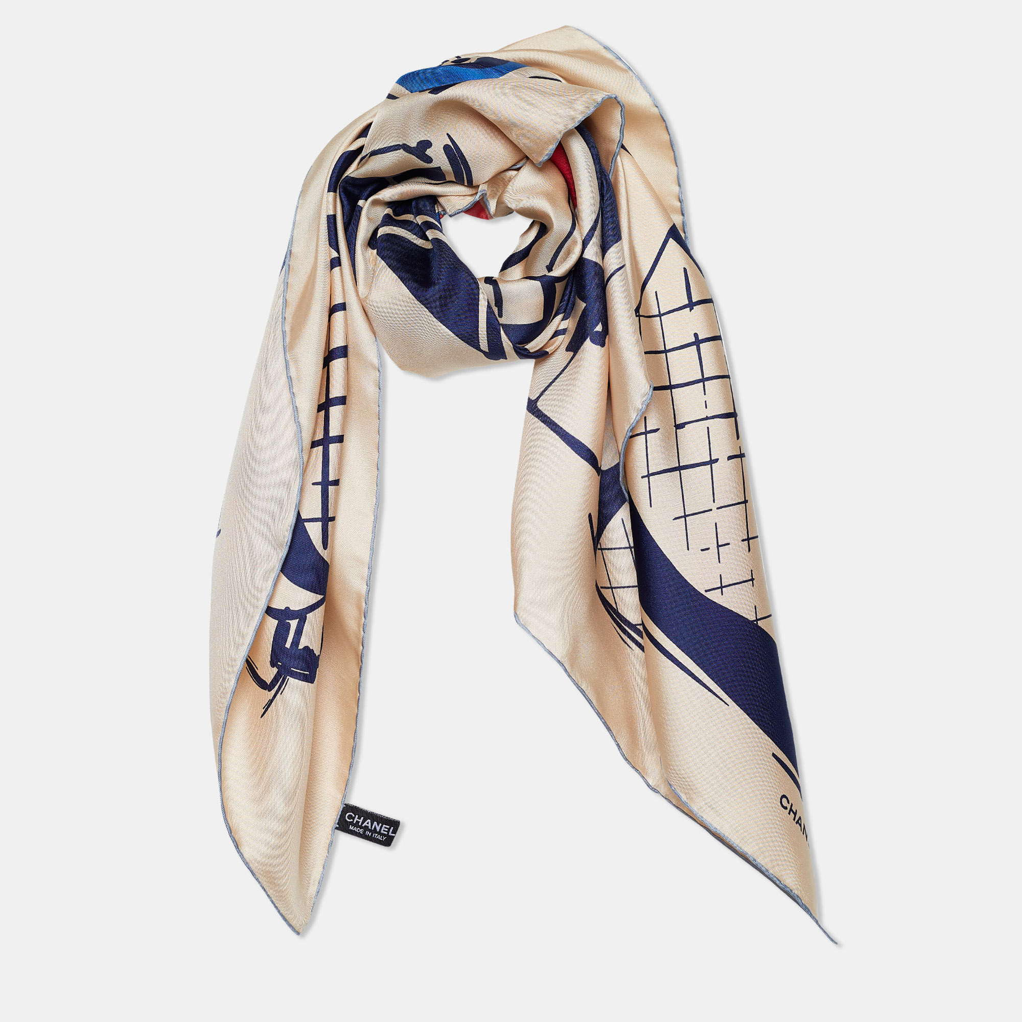 

Chanel Beige Bags Print Silk Scarf
