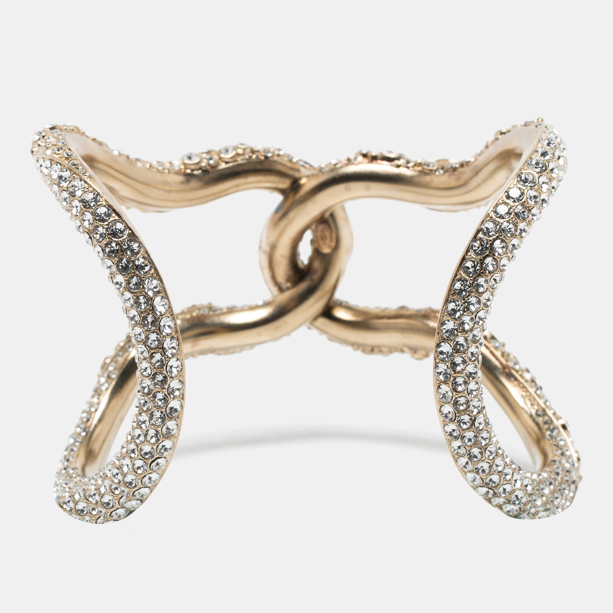 

Chanel Gold Tone Crystal Open Cuff Bracelet