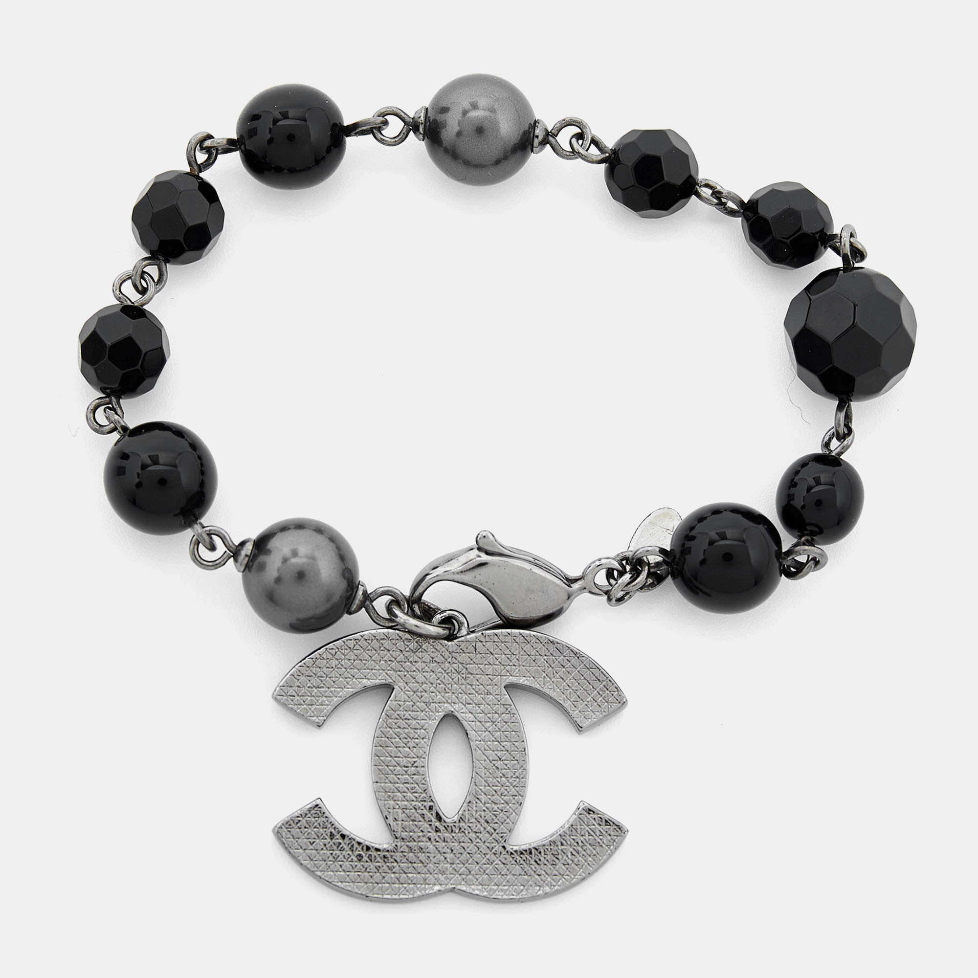 

Chanel Black Beads & Faux Pearl CC Charm Bracelet