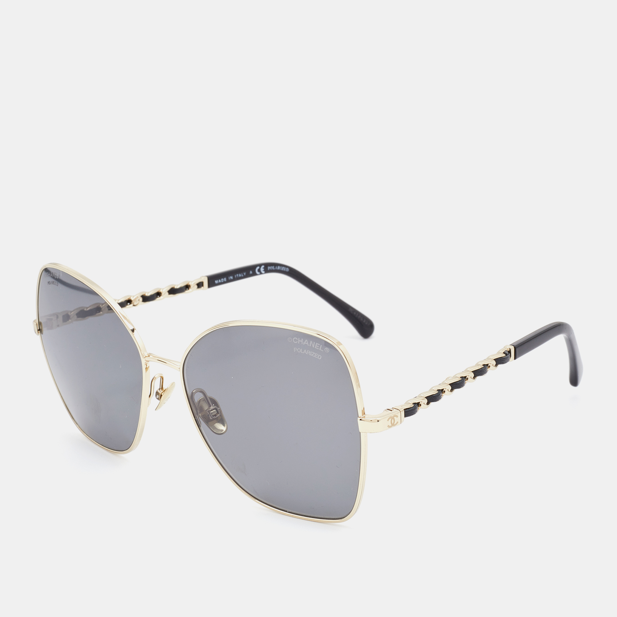 

Chanel Gold Tone/Grey CC Leather Chain 4274 Butterfly Sunglasses